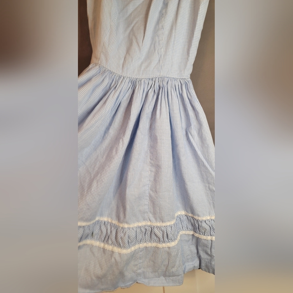 Vintage Petite Texas Miss Blue And White Checkered 100%Cotton Girls Dress(Sz10?) - Picture 4 of 16